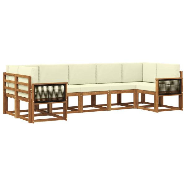 Комплект дивани за открито 7 pcs Натурален и Крема