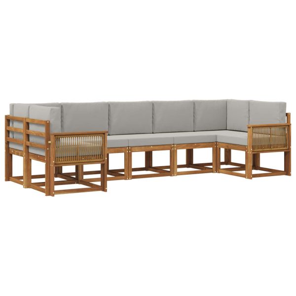 Комплект дивани за открито 7 pcs Натурално и светлосиво