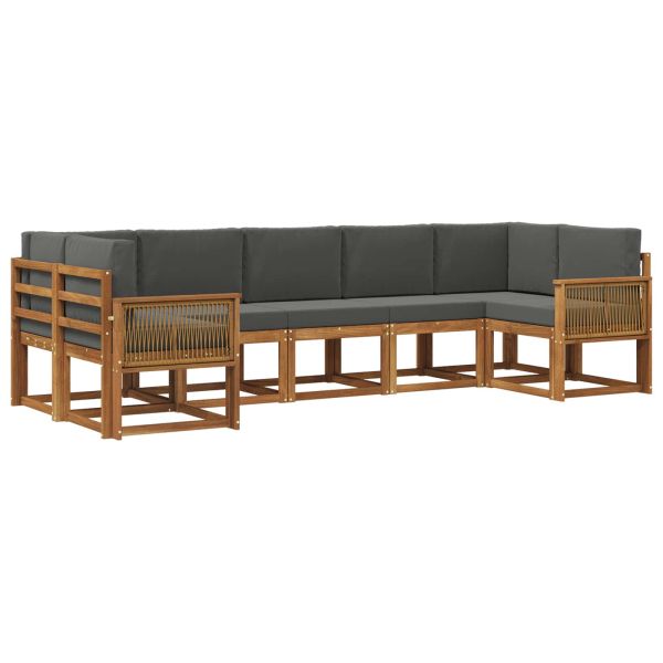Комплект дивани за открито 7 pcs Натурален и Антрацит