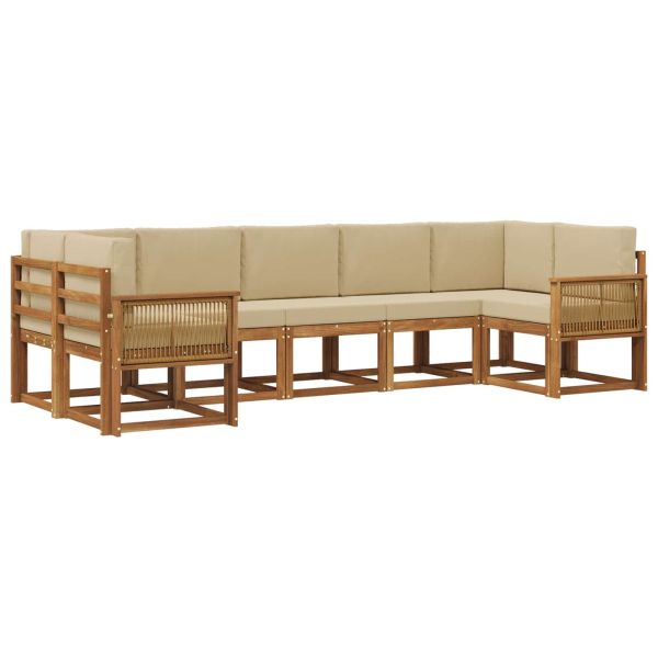 Комплект дивани за открито 7 pcs Натурален и Бежов