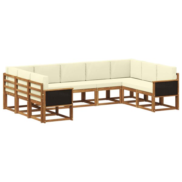 Комплект дивани за открито 9 pcs Натурален и Крема