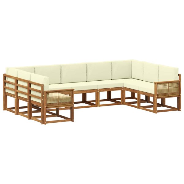 Комплект дивани за открито 9 pcs Натурален и Крема
