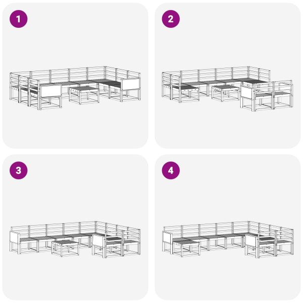 Комплект дивани за открито 10 pcs Натурално