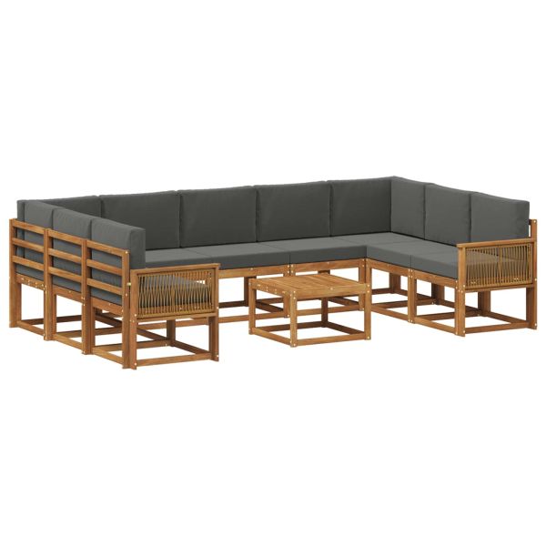 Комплект дивани за открито 10 pcs Натурален и Антрацит