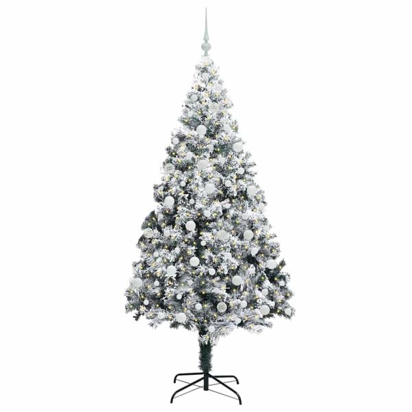 С изкуствено коледно дърво с 300 LED светодиода Бяло 210 cm