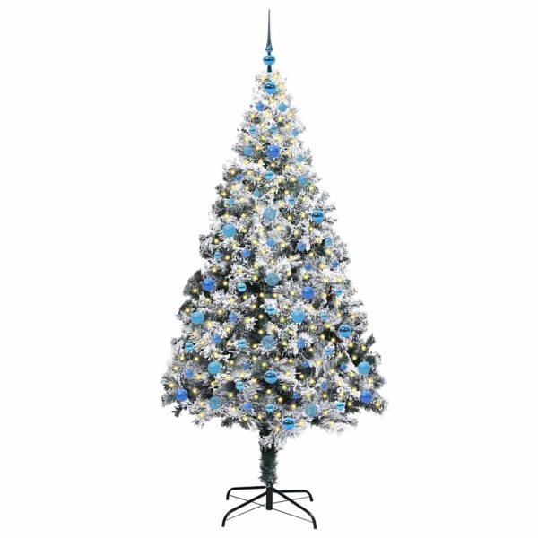 С изкуствено коледно дърво с 300 LED светодиода Бяло 210 cm