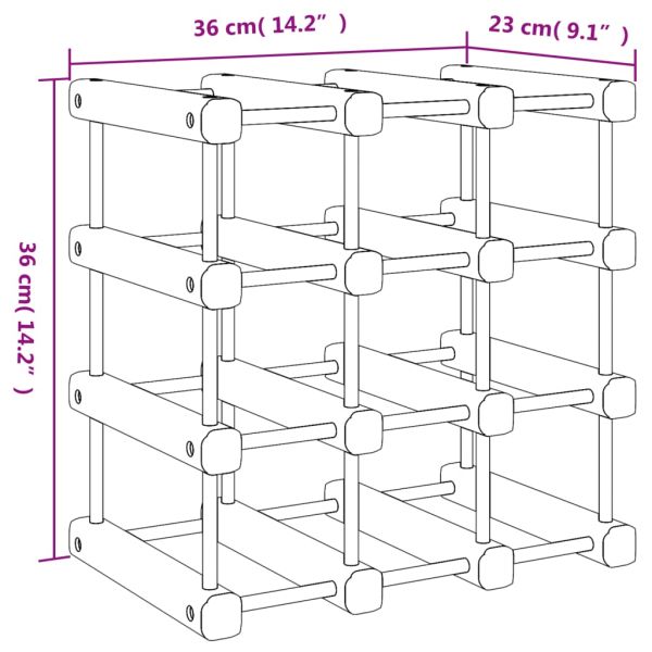 Поставка за вино за 12 бутилки 36x23x36 см бор масив