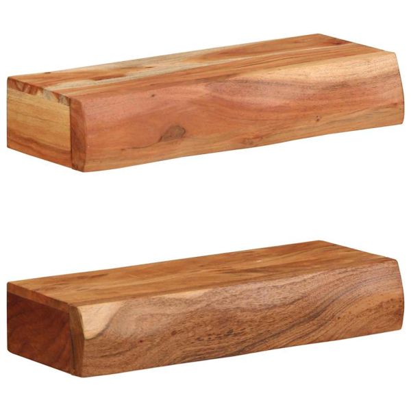 Стенни рафтове, 2 бр, 40x17x8 см, акациево дърво масив