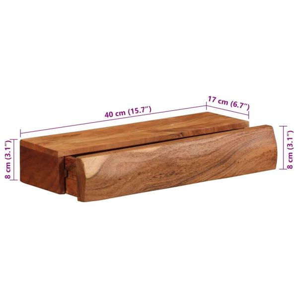 Стенни рафтове, 2 бр, 40x17x8 см, акациево дърво масив