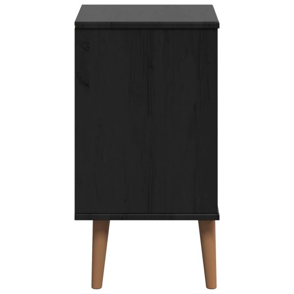 Нощен шкаф с чекмедже Черен 40 x 35 x 65 см Масивна боровина
