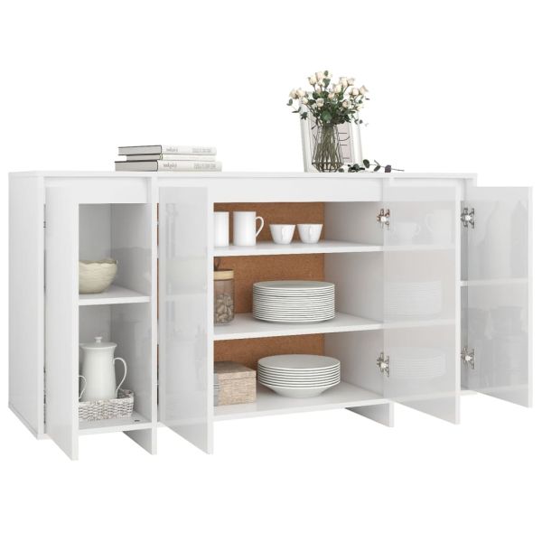 Бюфет бял гланц 135x41x75 см инженерно дърво