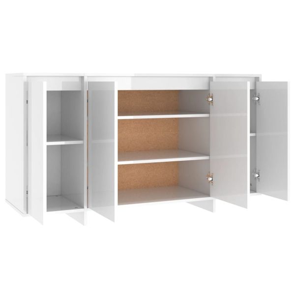 Бюфет бял гланц 135x41x75 см инженерно дърво