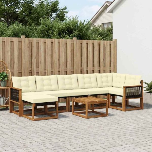 Комплект дивани за открито 8 pcs Натурален и Крема