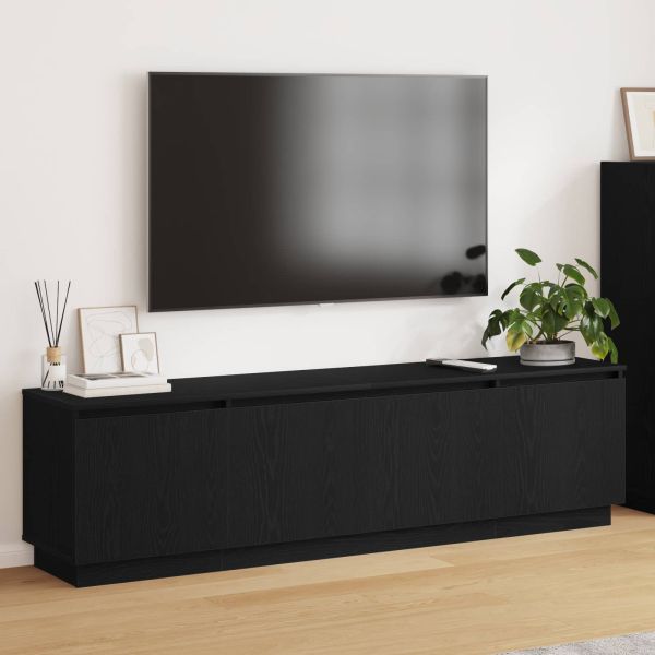ТВ шкаф с LED Черния дъб 180 x 38 x 49 см Инженерно дърво