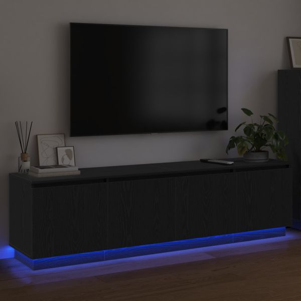 ТВ шкаф с LED Черния дъб 180 x 38 x 49 см Инженерно дърво