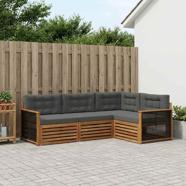 Комплект дивани за открито 4 pcs Натурален и Антрацит