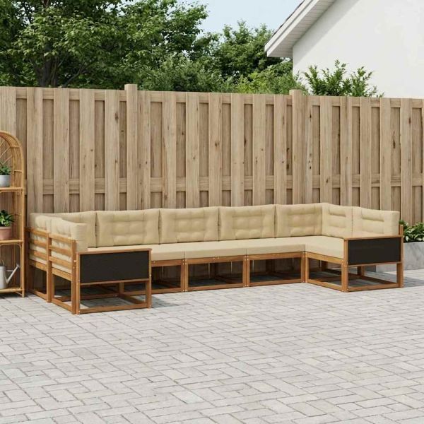 Комплект дивани за открито 7 pcs Натурален и Бежов