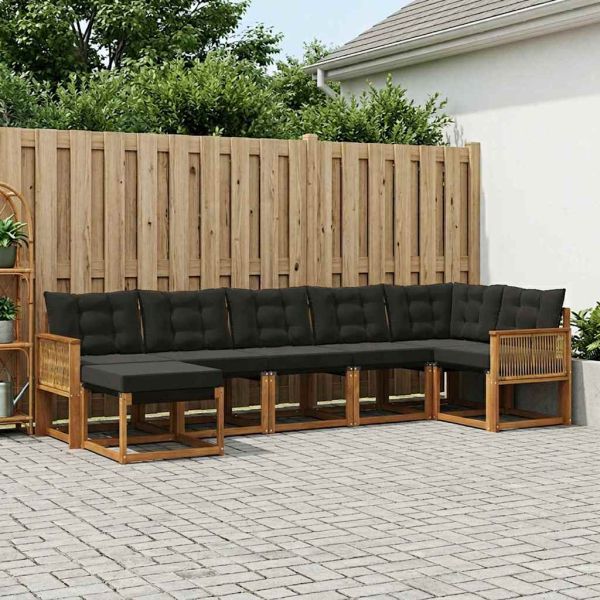 Комплект дивани за открито 7 pcs Естествено и черно