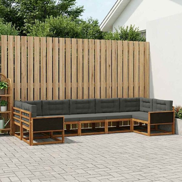 Комплект дивани за открито 7 pcs Натурален и Антрацит