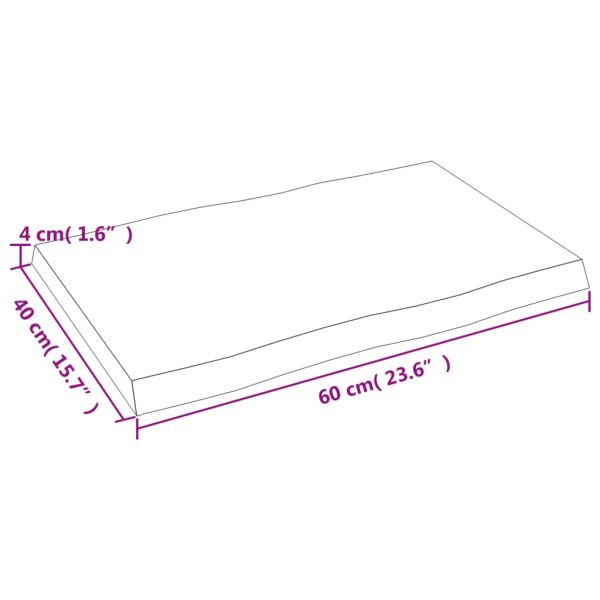 Плот за маса тъмнокафяв 60x40x(2-4) см обработен масивен дъб