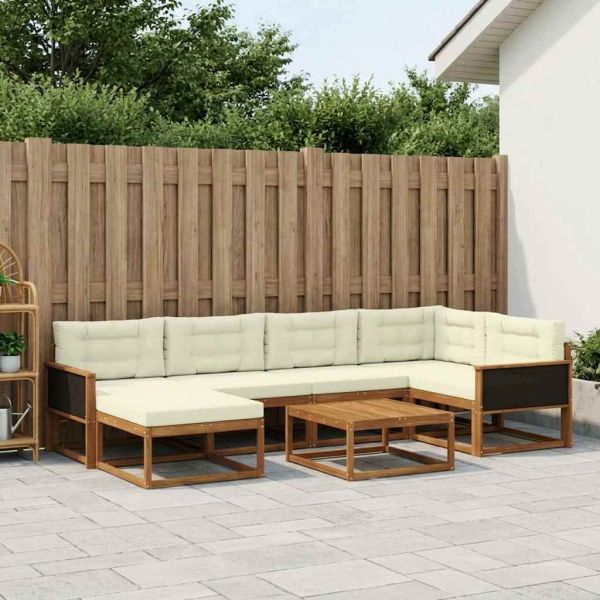 Комплект дивани за открито 7 pcs Натурален и Крема