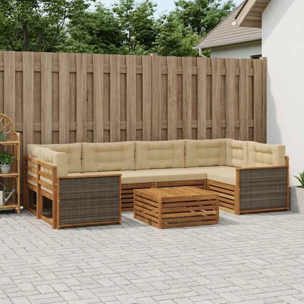 Комплект дивани за открито 7 pcs Натурален и Бежов