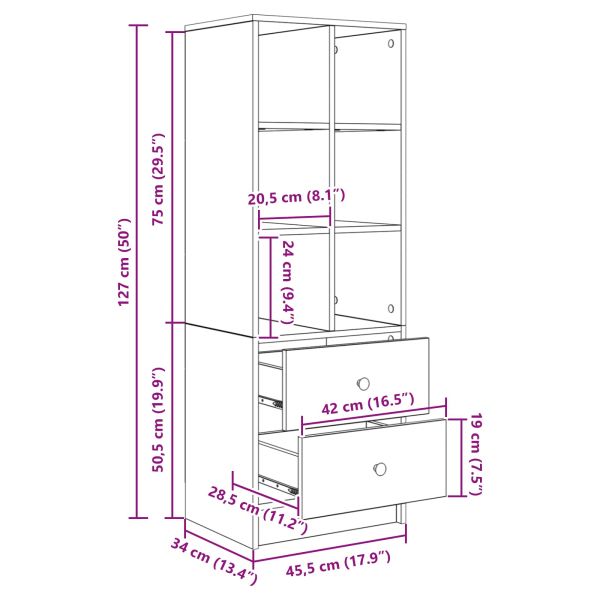 Висок шкаф с чекмедже Димян дъб 45,5 x 34 x 127 см