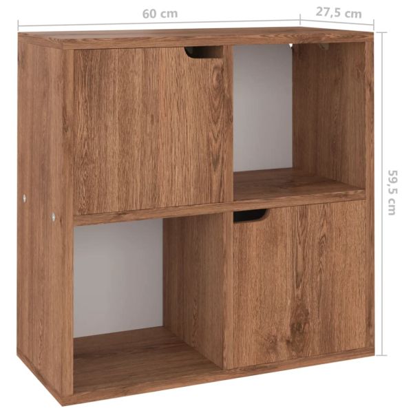 Рафтове за книги, кафяв дъб, 60x27,5x59,5 см, инженерно дърво