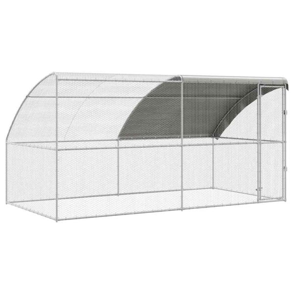 Клетка за пилета 2 pcs Сребрист 400 x 200 x 200 см Стомана и PE