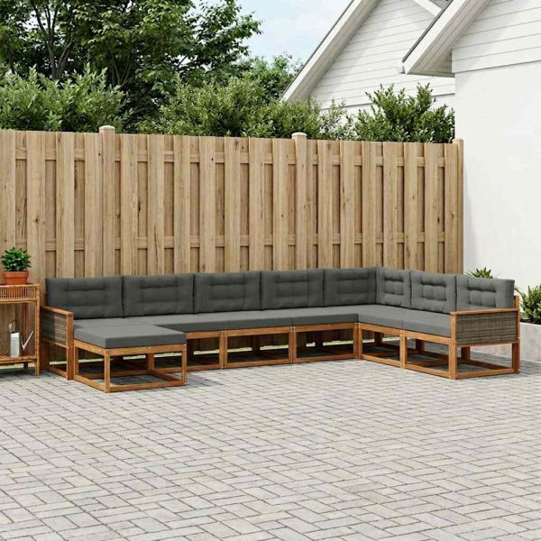 Комплект дивани за открито 8 pcs Натурален и Антрацит
