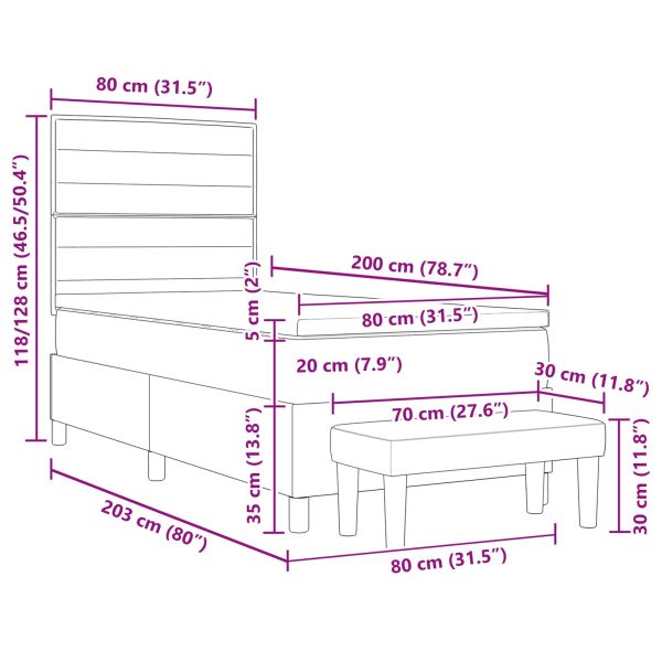 Легло с пружинирана основа с таблото Таупе 80 x 200 cm текстил