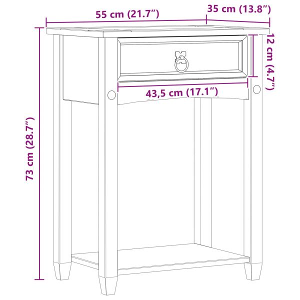 Конзолна масичка Бяло 55 x 35 x 73 см Солидно борово дърво