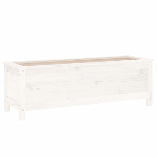 Градинско повдигнато легло, бяло, 119,5x40x39 см, бор масив