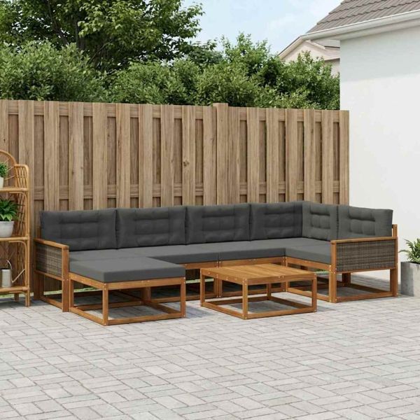 Комплект дивани за открито 7 pcs Натурален и Антрацит