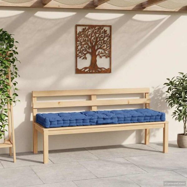 Палетна възглавница за под, памук, 120x40x7 см, светлосиня