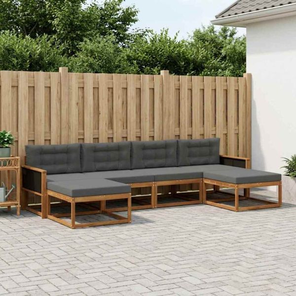 Комплект дивани за открито 6 pcs Натурален и Антрацит