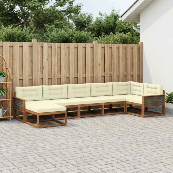 Комплект дивани за открито 7 pcs Натурален и Крема