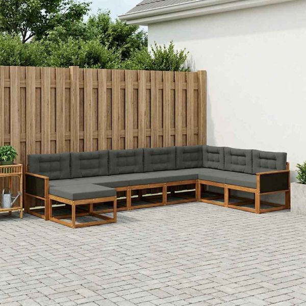 Комплект дивани за открито 8 pcs Натурален и Антрацит