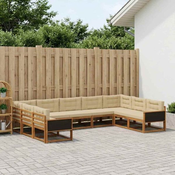 Комплект дивани за открито 9 pcs Натурален и Бежов