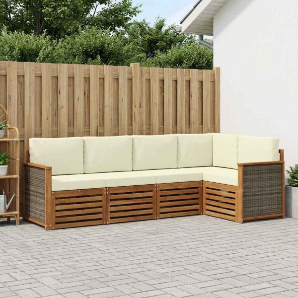 Комплект секционен диван с възглавница 4 pcs Натурален и Крема