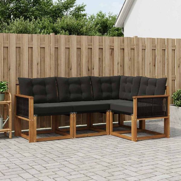 Комплект дивани за открито 4 pcs Естествено и черно