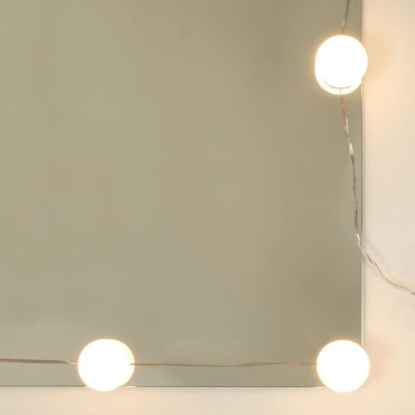 Огледален шкаф с LED, бял гланц, 76x15x55 см