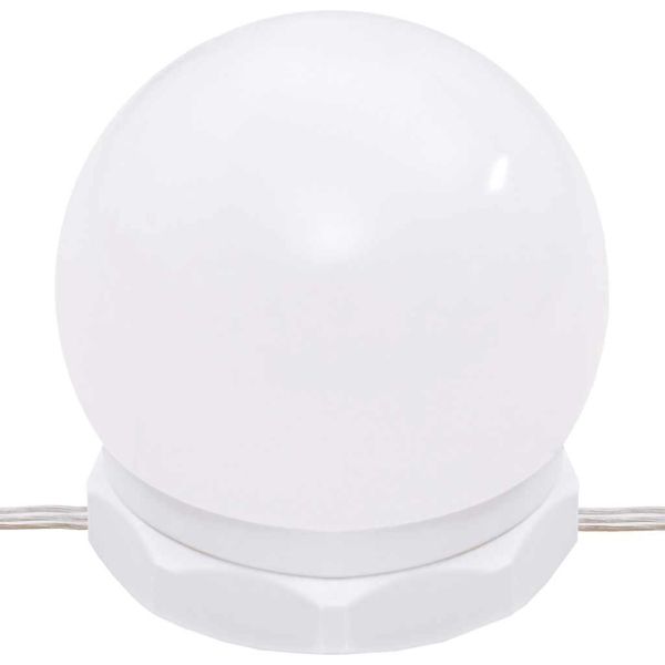 Огледален шкаф с LED, бял гланц, 76x15x55 см