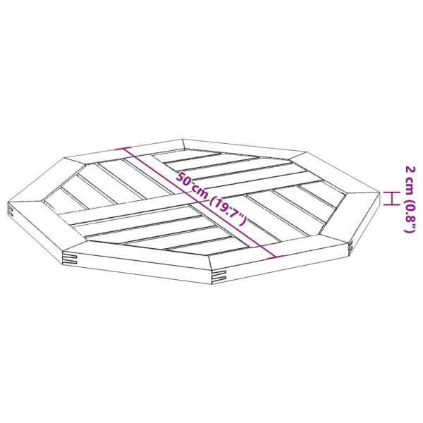 Плот за маса 50x50x2 см осмоъгълен масивна дървесина акация