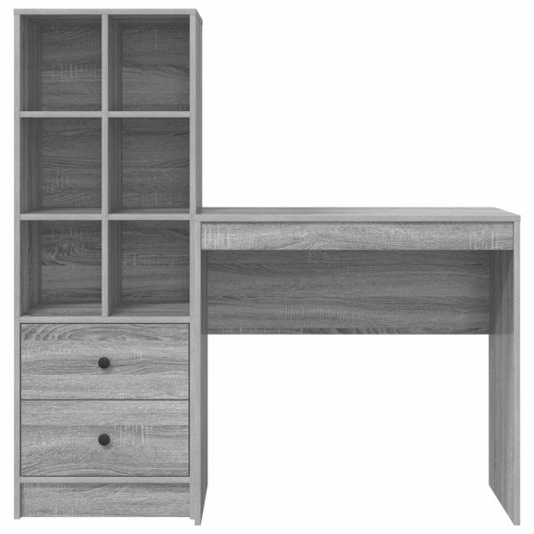 Бюро с чекмедже с рафт със съхранение 2 pcs Сив Сонома