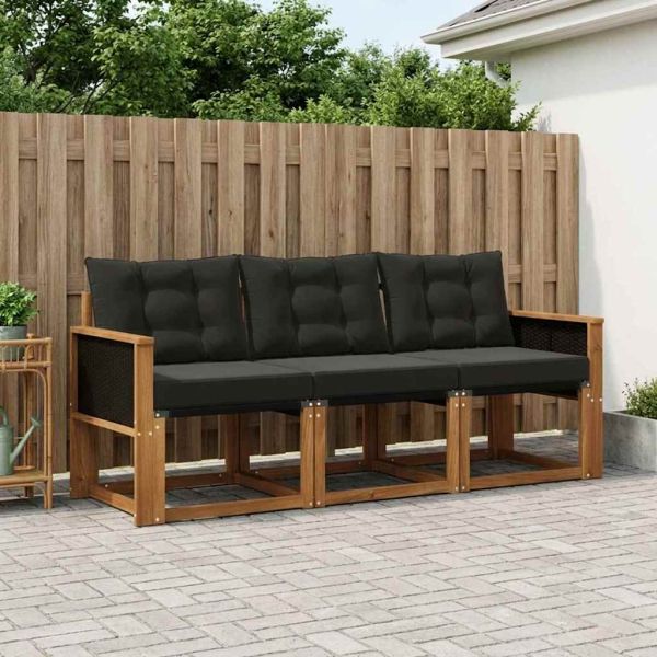 Комплект дивани за открито 3 pcs Естествено и черно