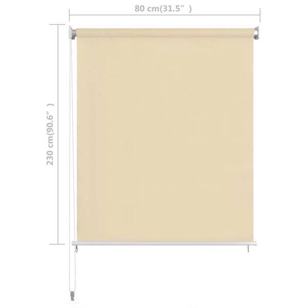 Външна ролетна щора, 80x230 см, кремава, HDPE