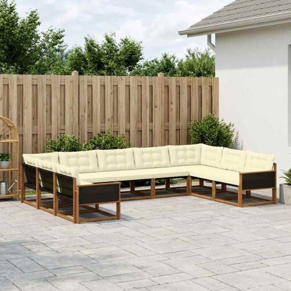Комплект дивани за открито 9 pcs Натурален и Крема
