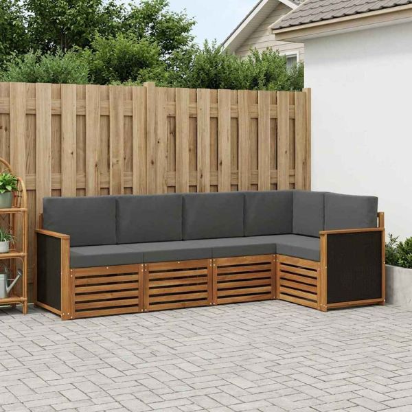 Комплект секционен диван 4 pcs Натурален и Антрацит