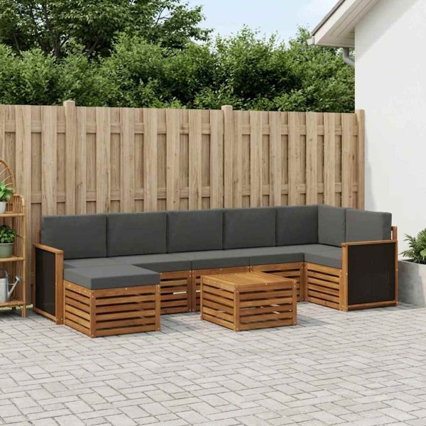 Комплект дивани за открито 7 pcs Натурален и Антрацит